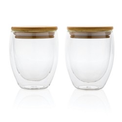 Verres double paroi 250ml avec couvercle en bambou