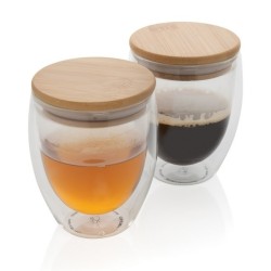 Verres double paroi 250ml avec couvercle en bambou