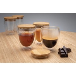 Verres double paroi 250ml avec couvercle en bambou