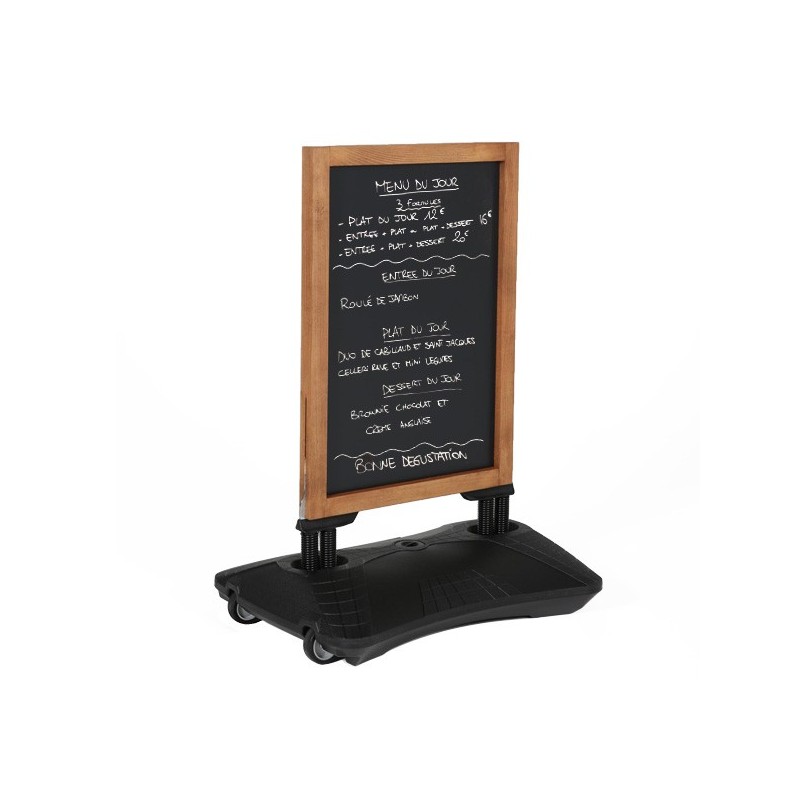 Panneau Ardoise NOIR Cadre Bois 68x46 + Base Lest. NOIR