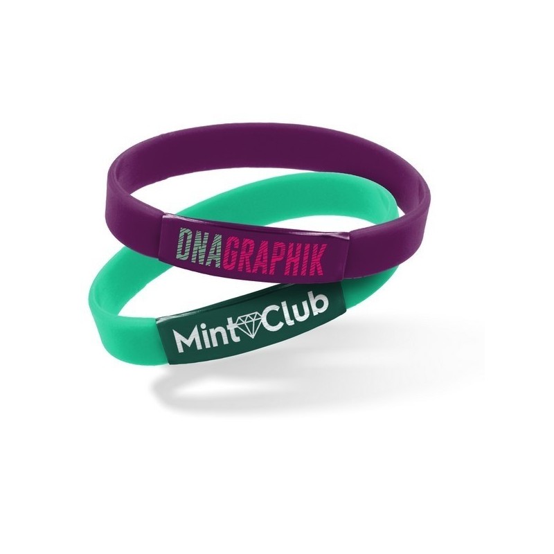 Bracelet silicone plaque alu - P.U.H.T sérigraphie 1 couleur