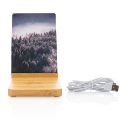 Cadre photo avec chargeur sans fil bambou