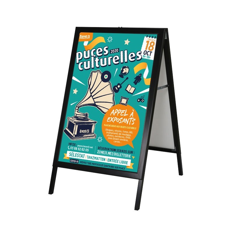 Chevalet Trottoir silde in-B1 (100 x 70) NOIR