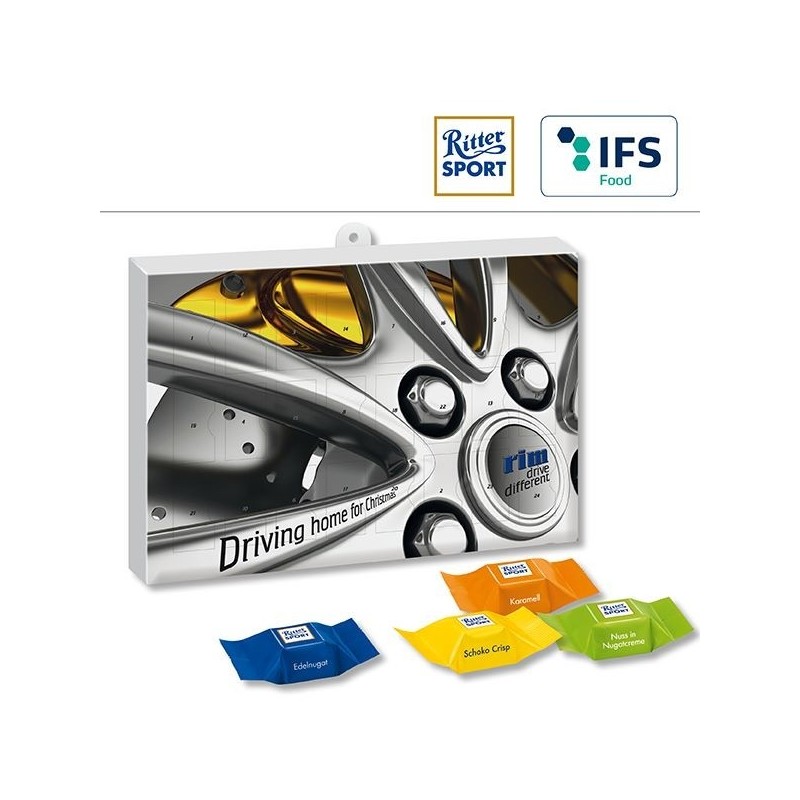 Calendrier de l'avent premium avec chocolat ritter sport 34x23cm