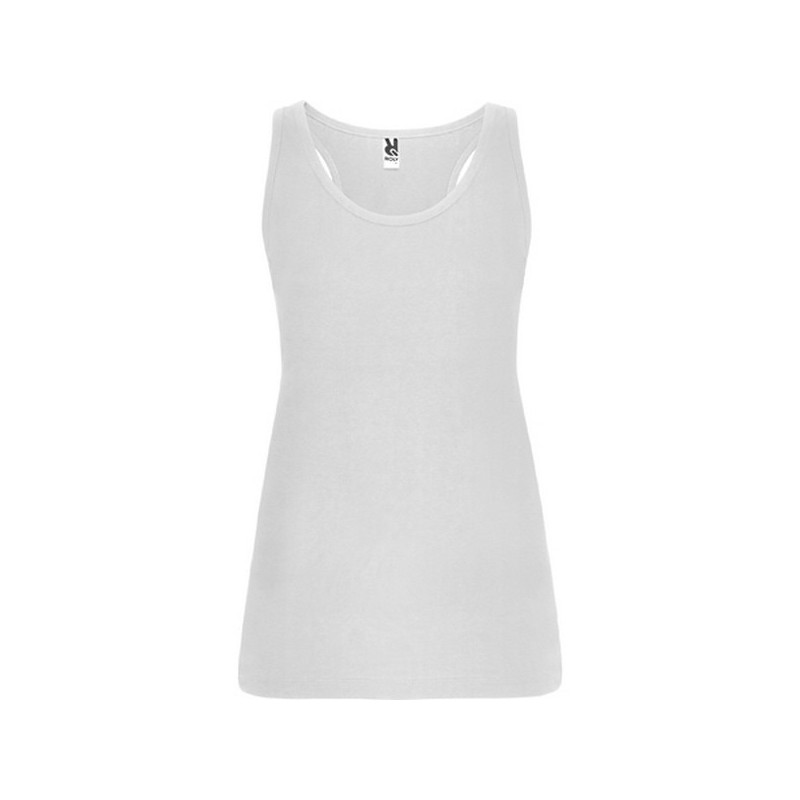 Débardeur près du corps, avec enmanchure et encolure liseré, bretelle large  BRENDA (Blanc)