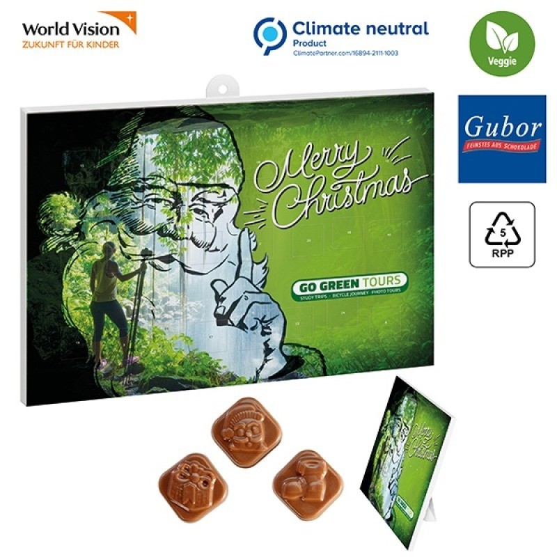Calendrier de l'avent chocolat au lait 35 x 25cm