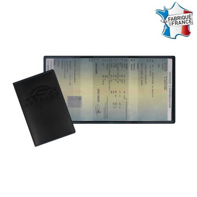 Porte carte grise 3 volets cousu