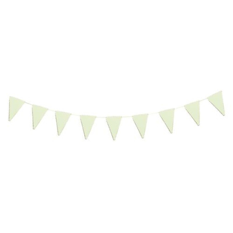 GUIRLANDE FANION FESTONNEE VERT PASTEL ET OR