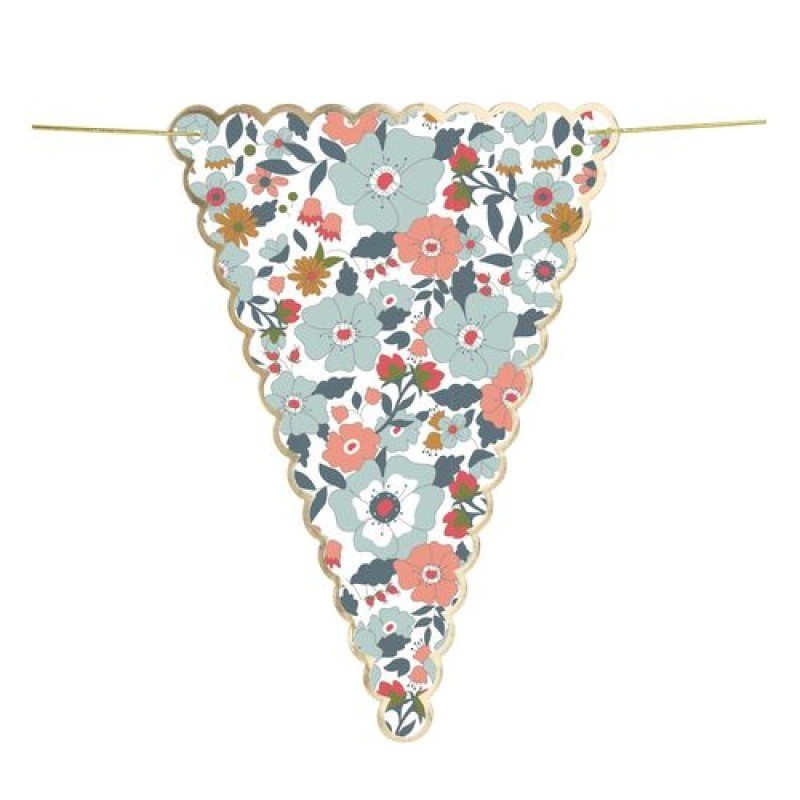 GUIRLANDE FANIONS FLEURS ET OR 3M