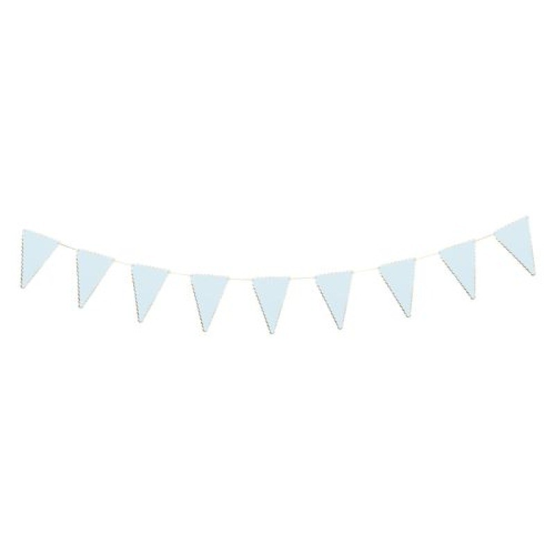 GUIRLANDE FANION FESTONNEE BLEU PASTEL ET OR 3M