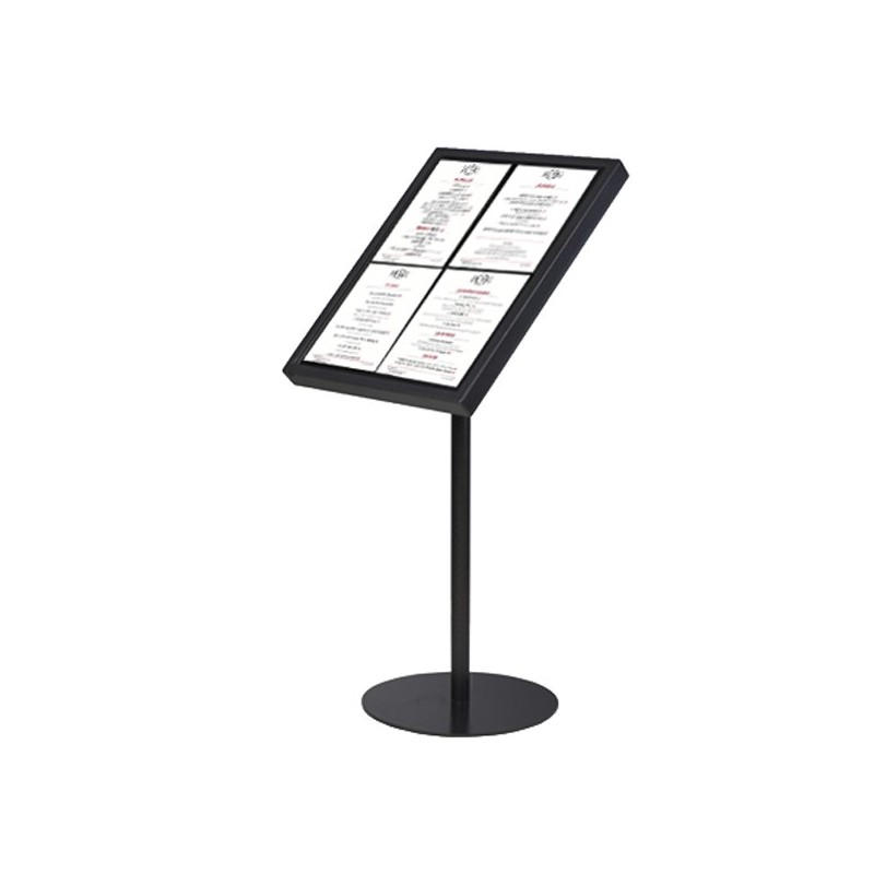 Porte-Menu Restaurant/ Pied 4xA4 Portrait Noir Mat