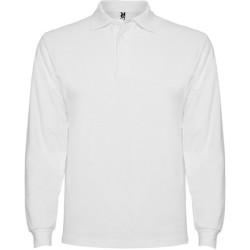 Polo manches longues, col et poignets en côte 1x1, Patte de boutonnage 3 boutons ton sur ton  ESTRELLA L/S (Blanc, Tailles enfa