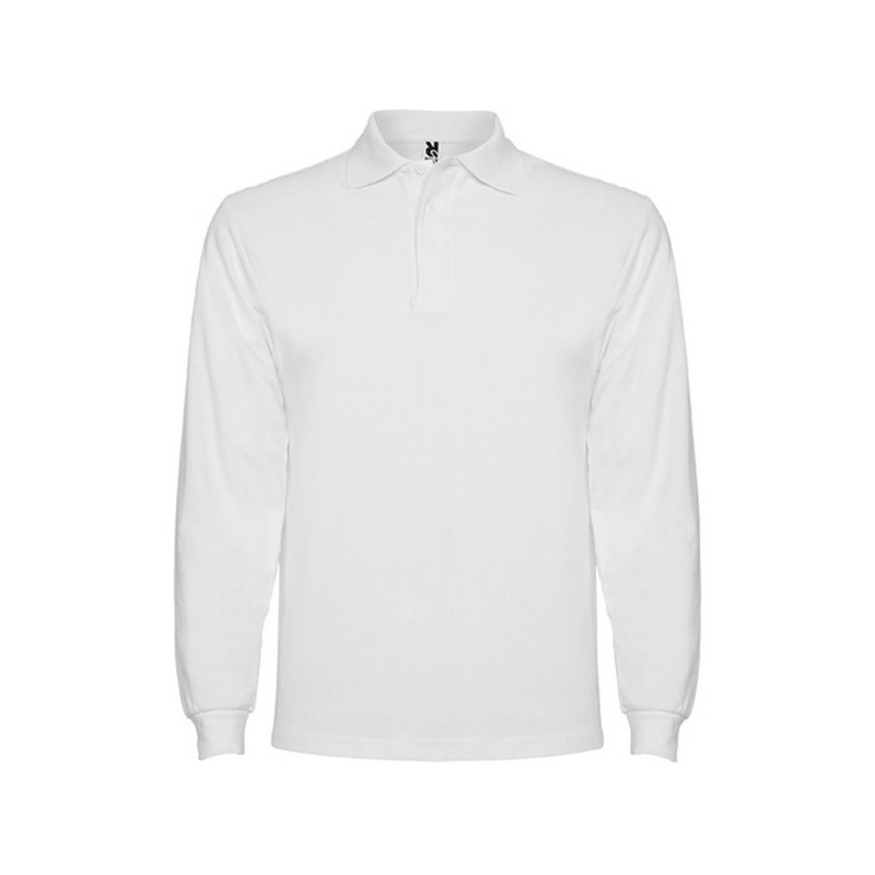 Polo manches longues, col et poignets en côte 1x1, Patte de boutonnage 3 boutons ton sur ton  ESTRELLA L/S (Blanc, Tailles enfa