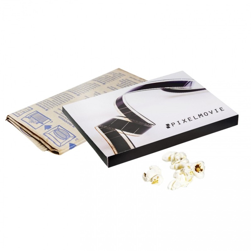 Sachet de popcorn sous boîte