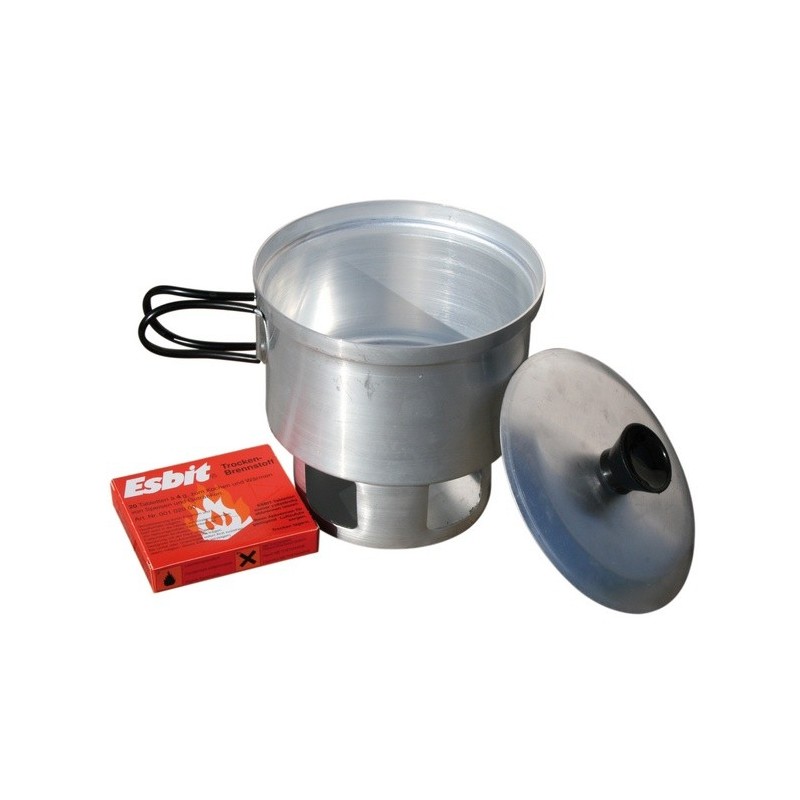 Popote réchaud avec combustible aluminium 100 mm ø 125 mm