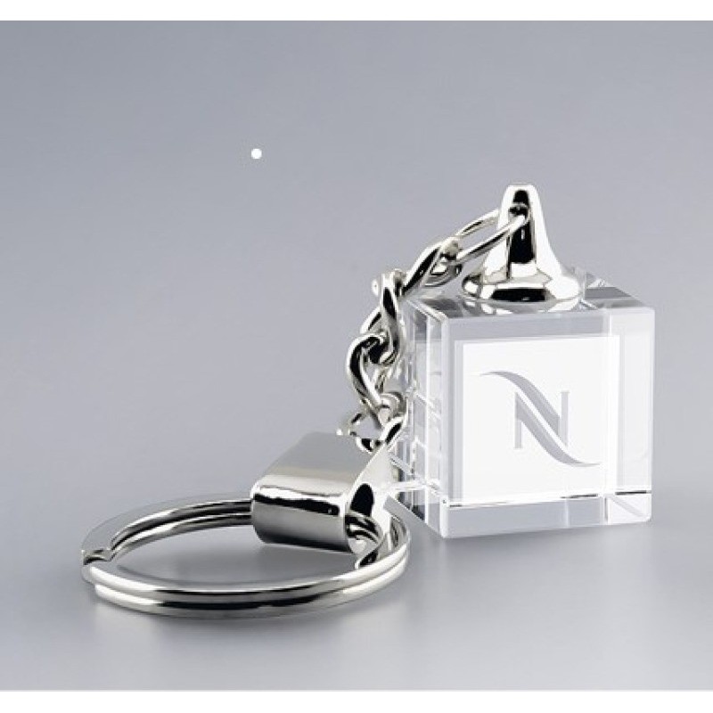 Porte-clefs cube en verre