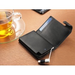 Portefeuille en cuir avec Powerbank 2500mAh