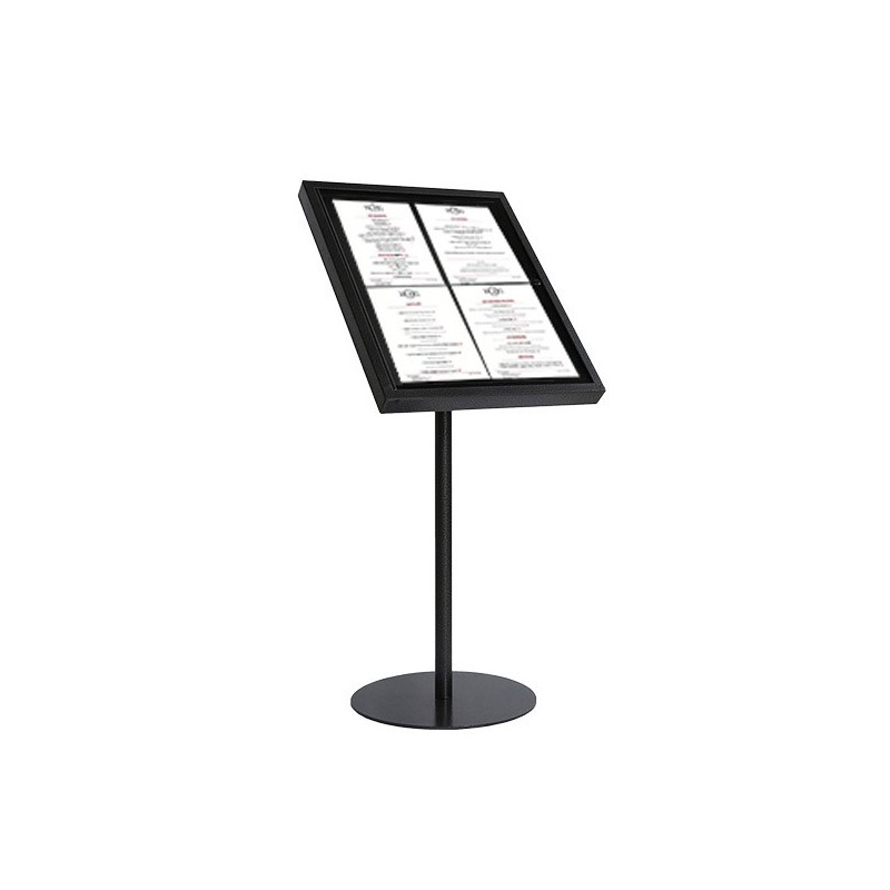 Porte-Menu Restaurant/ Pied 4xA4 Portrait Noir Martelé