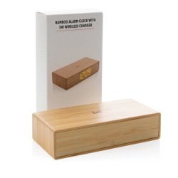 Réveil en bambou avec chargeur sans fil 5w