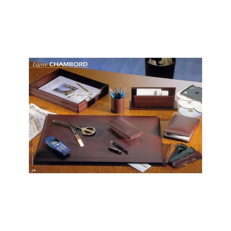 Sous main en cuir de veau grainé avec rabat  CHAMBORD -format 56X38