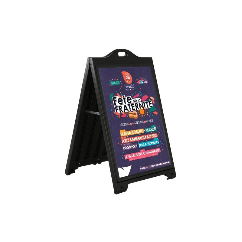 Stop Trottoir 2 faces h.91 x l.61 cm Noir sur roulettes