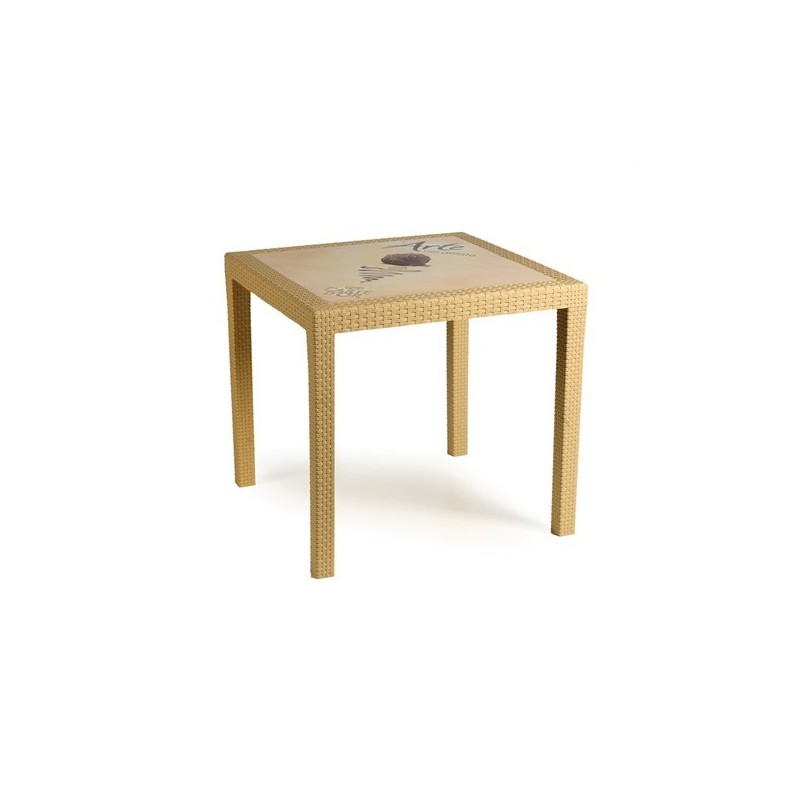 Table rectangulaire par éléments effet rotin