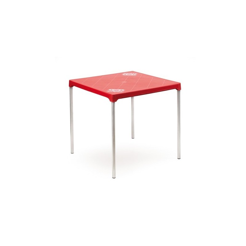Table carrée avec pieds en aluminium