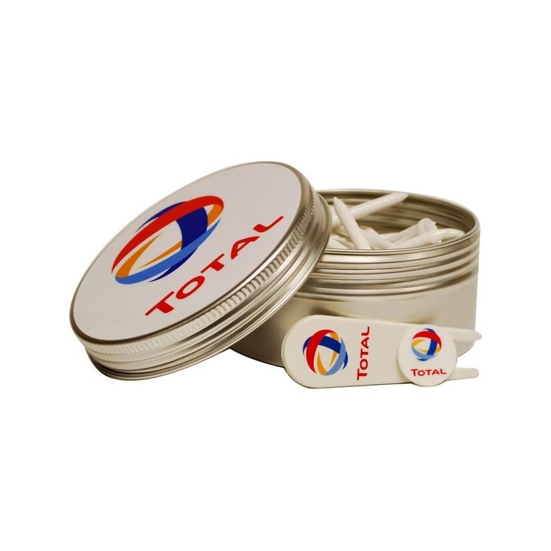 Boîte de Tees avec marqueur de balle et relève-pitch