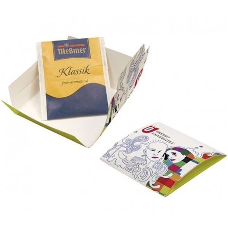Sachet de thé sous enveloppe imprimée
