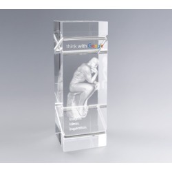 Trophée en verre et métal