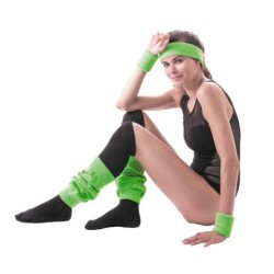 SET BANDEAU ET POIGNETS EPONGE NEON JAUNE
