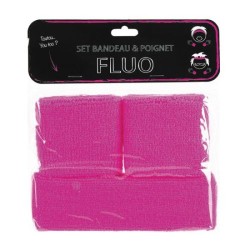 SET BANDEAU ET POIGNETS EPONGE NEON JAUNE