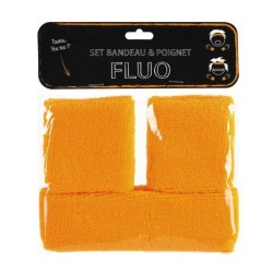 SET BANDEAU ET POIGNETS EPONGE NEON JAUNE