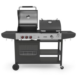Barbecue 2 en 1 charbon et gaz