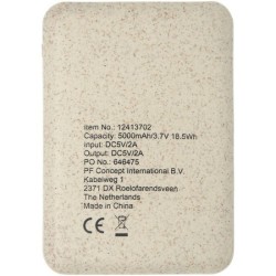 Batterie de secours de 5 000 mAh en paille de blé