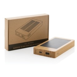 Batterie de secours solaire 10.000mAh en bambou Sunwick