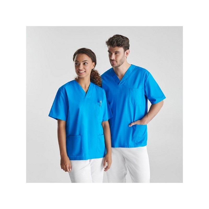 PANACEA - Blouse unisexe manches courtes en col V croisé