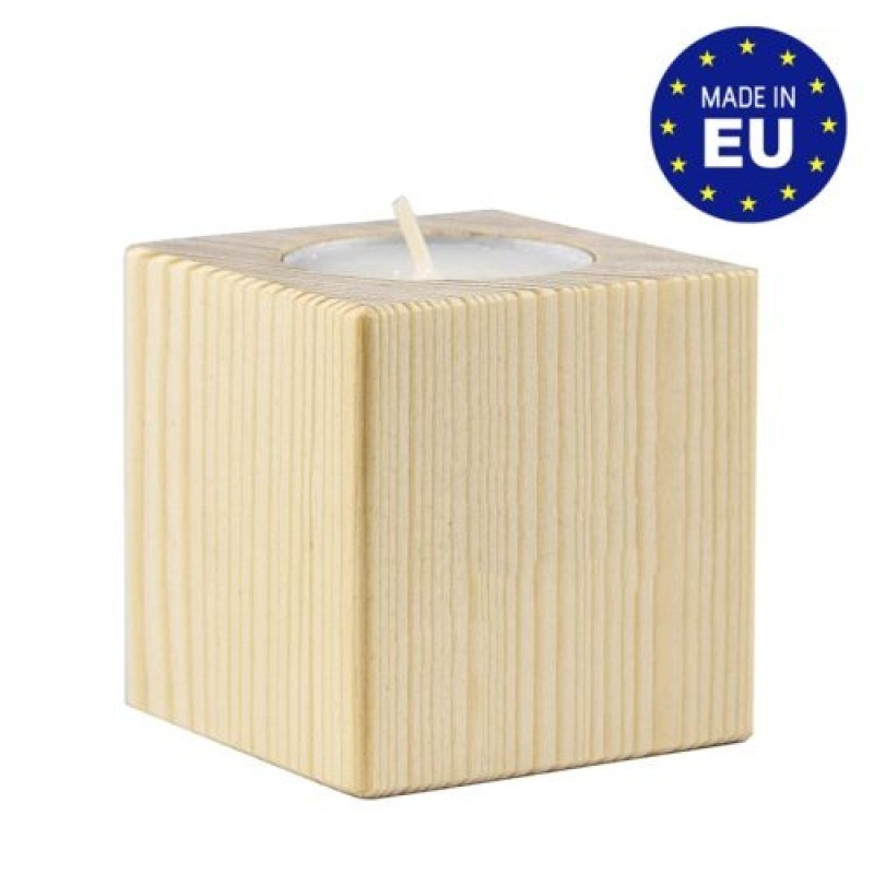 Bougeoir cube en bois