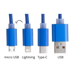 Câble de charge 3 en 1 finition alu