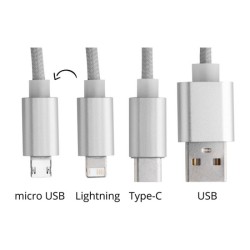 Câble de charge 3 en 1 finition alu