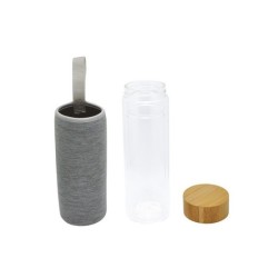 Bouteille en verre double paroi 'Ocha', 400 ml, housse néoprène