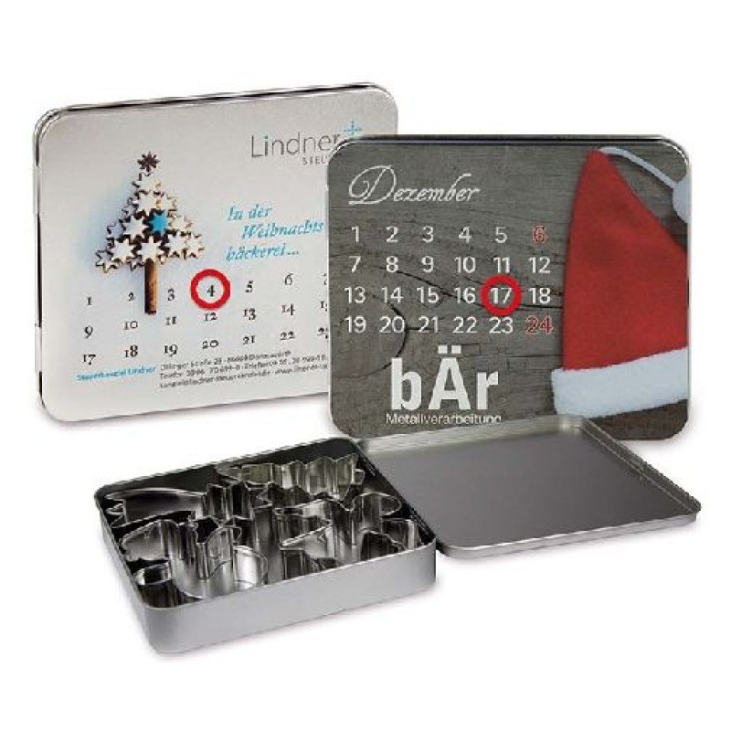 Moules à gâteaux en boite métal avec calendrier de l?Avent