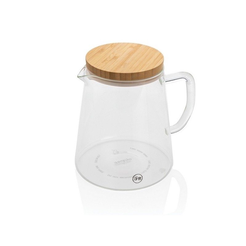 Carafe d'eau 1,2l en verre avec couvercle en bambou ukiyo