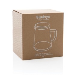 Carafe d'eau 1,2l en verre avec couvercle en bambou ukiyo