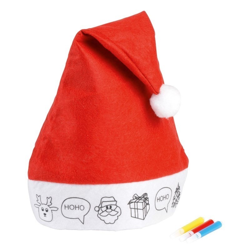 Bonnet de noël à colorier