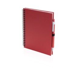 Bloc-notes à spirales en papier recyclé avec stylo à couverture rigide