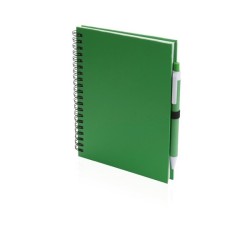 Bloc-notes à spirales en papier recyclé avec stylo à couverture rigide