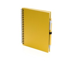 Bloc-notes à spirales en papier recyclé avec stylo à couverture rigide