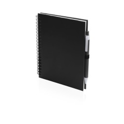 Bloc-notes à spirales en papier recyclé avec stylo à couverture rigide