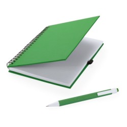 Bloc-notes à spirales en papier recyclé avec stylo à couverture rigide